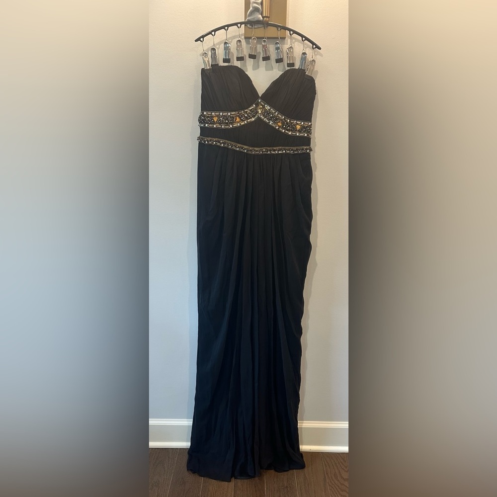Badgley Mischka Black Strapless Evening Gown Size 8 (Style EG1141) NWT